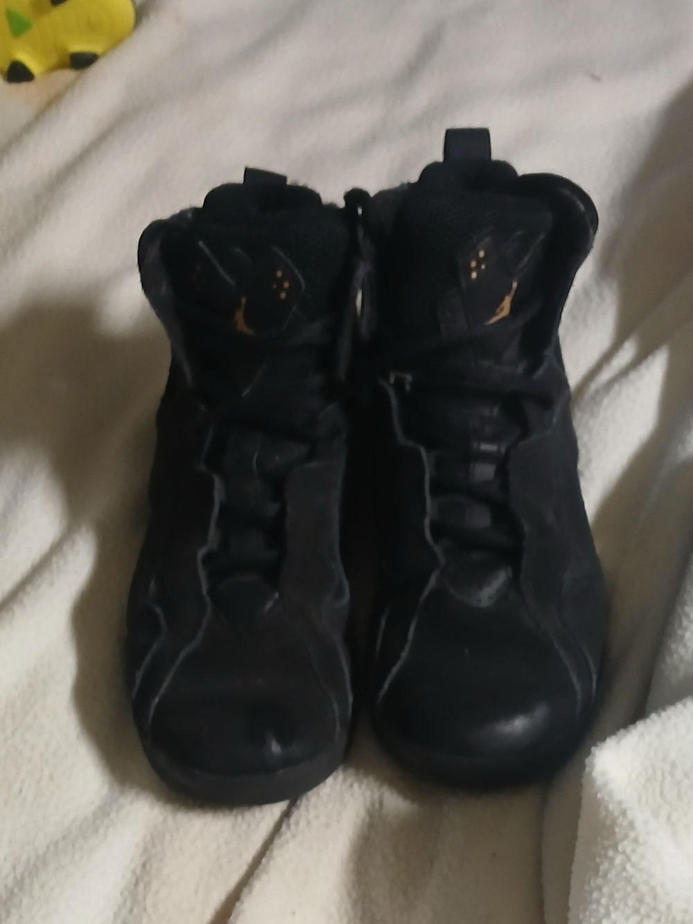 Jordan Black Youth Basketball Shoes with Gold Logo Detail